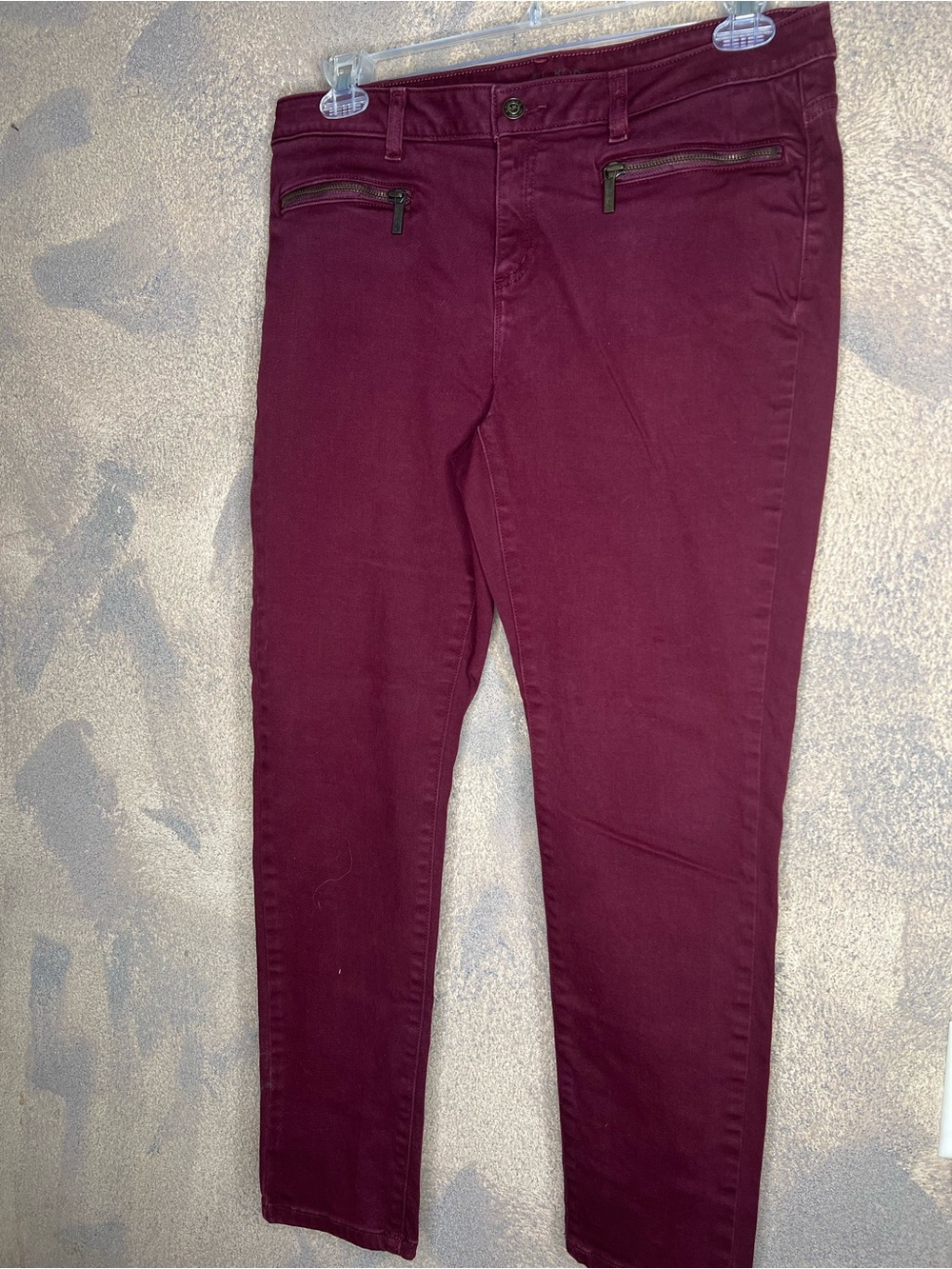 Michael Kors Maroon Skinny Jeans with Zip Pocket Detail
